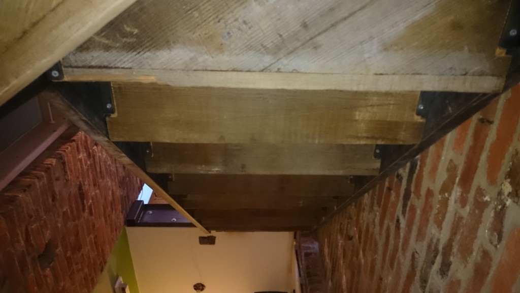 Looking up at the rough cut buttoms from below.